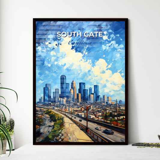 South Gate, California, A Poster of a cityscape with a highway and buildings Default Title
