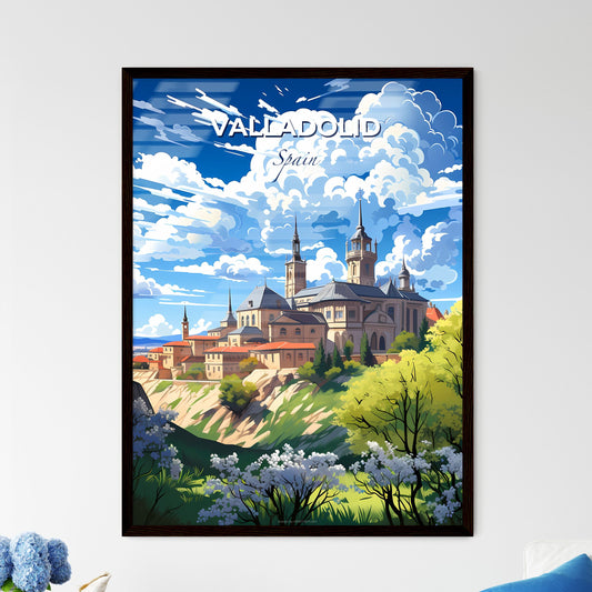 Valladolid, Spain, A Poster of a building on a hill with trees and a cloudy sky Default Title