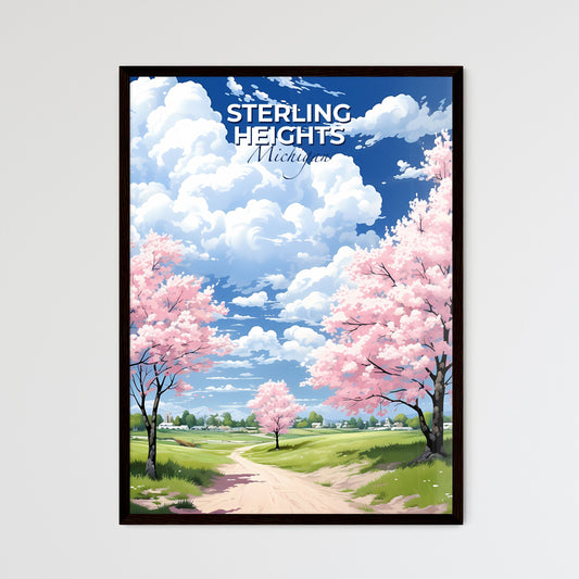 Sterling Heights, Michigan, A Poster of a landscape with pink trees and a dirt road Default Title