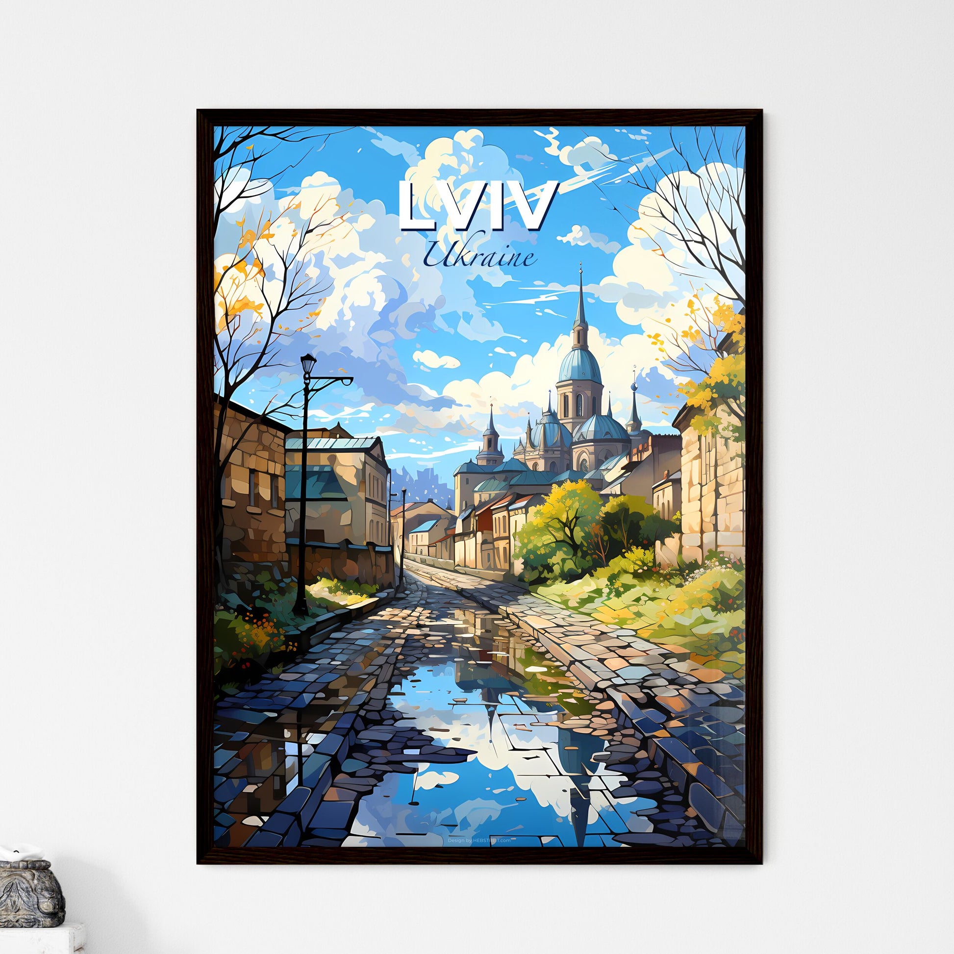 Lviv, Ukraine, A Poster of a water way with buildings and trees Default Title