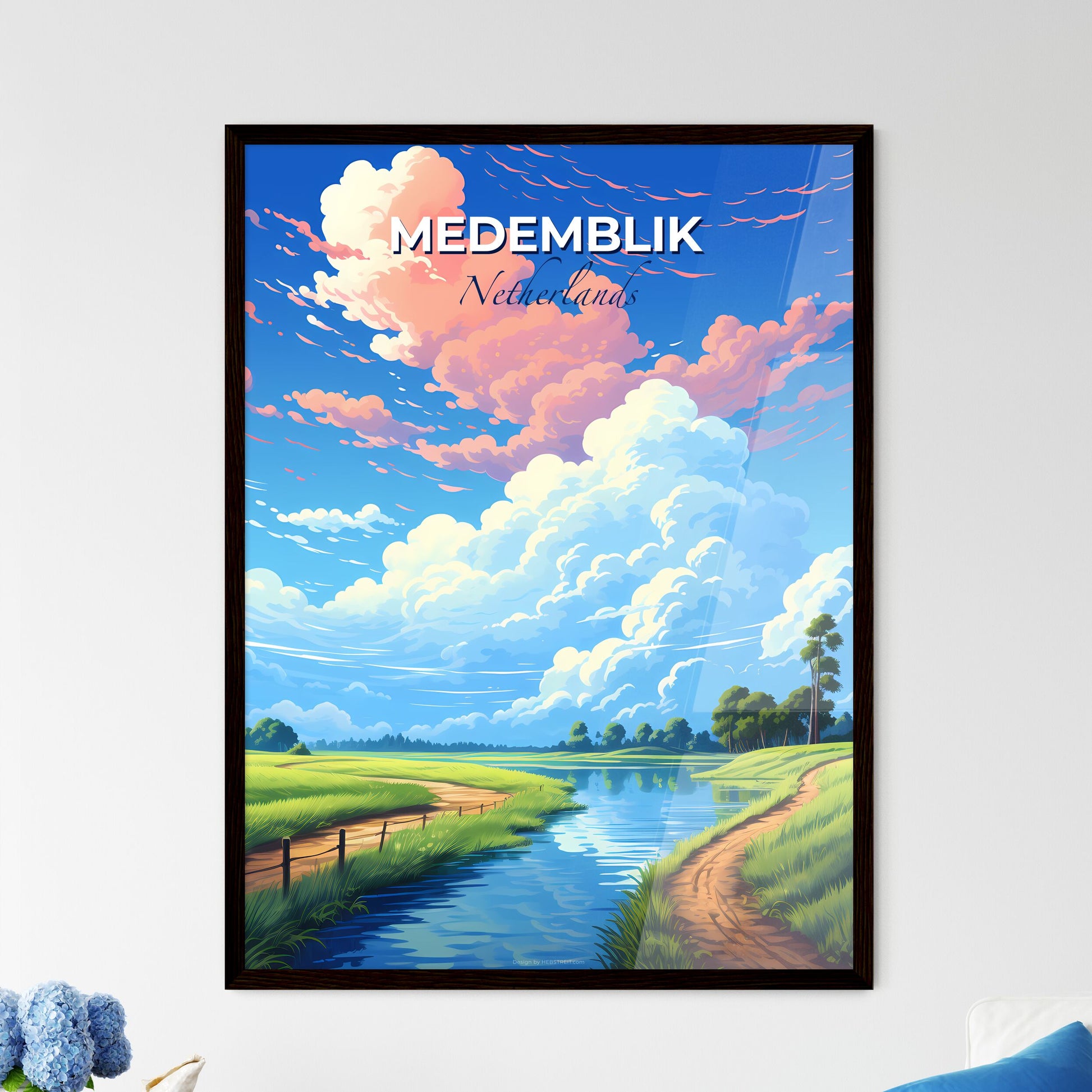 Medemblik, Netherlands, A Poster of a stream of water with grass and trees Default Title