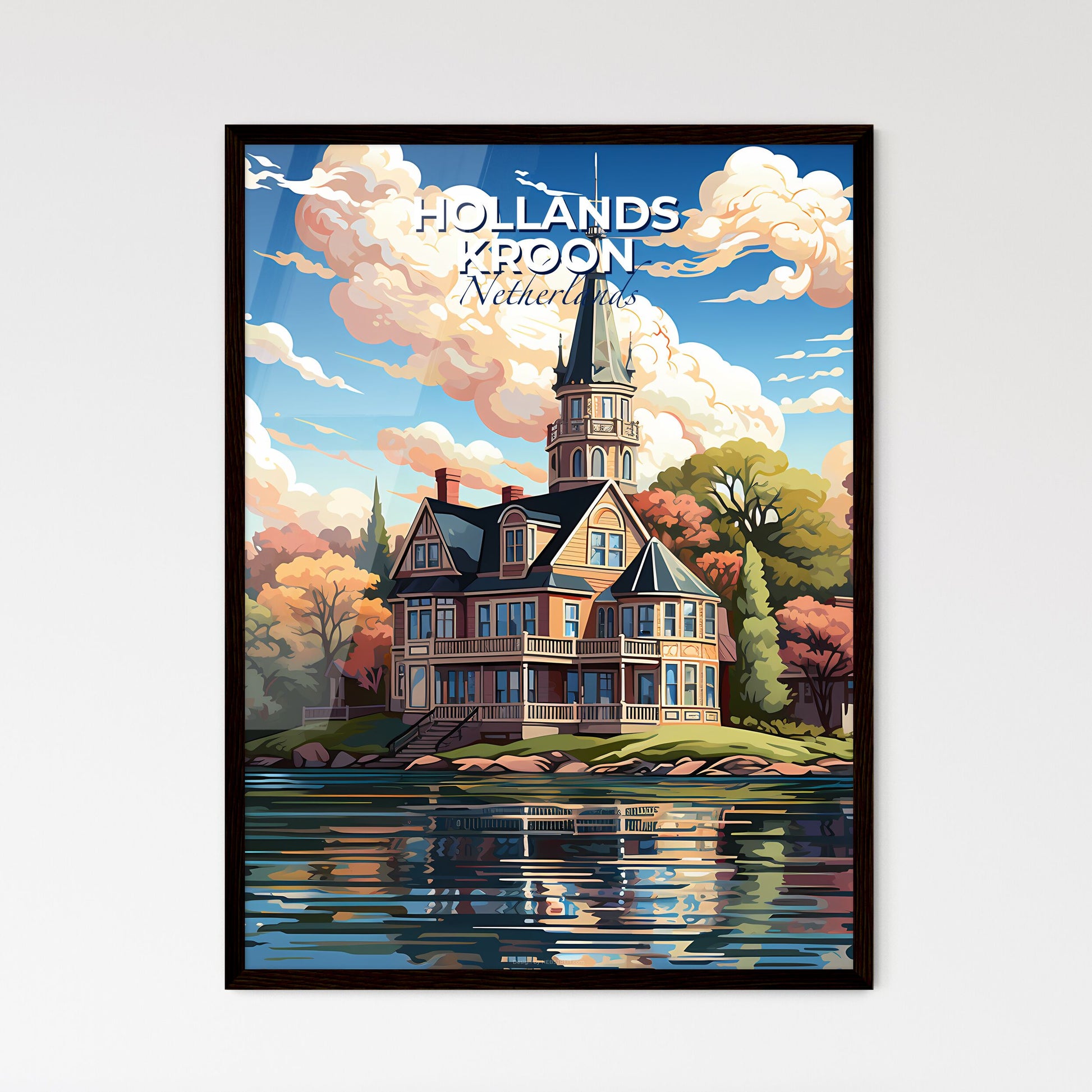 Hollands Kroon, Netherlands, A Poster of a house on the water Default Title