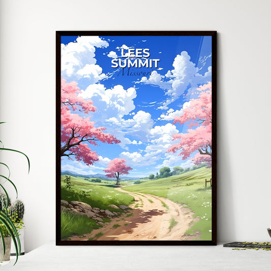 Lees Summit, Missouri, A Poster of a dirt road with pink trees and flowers on it Default Title