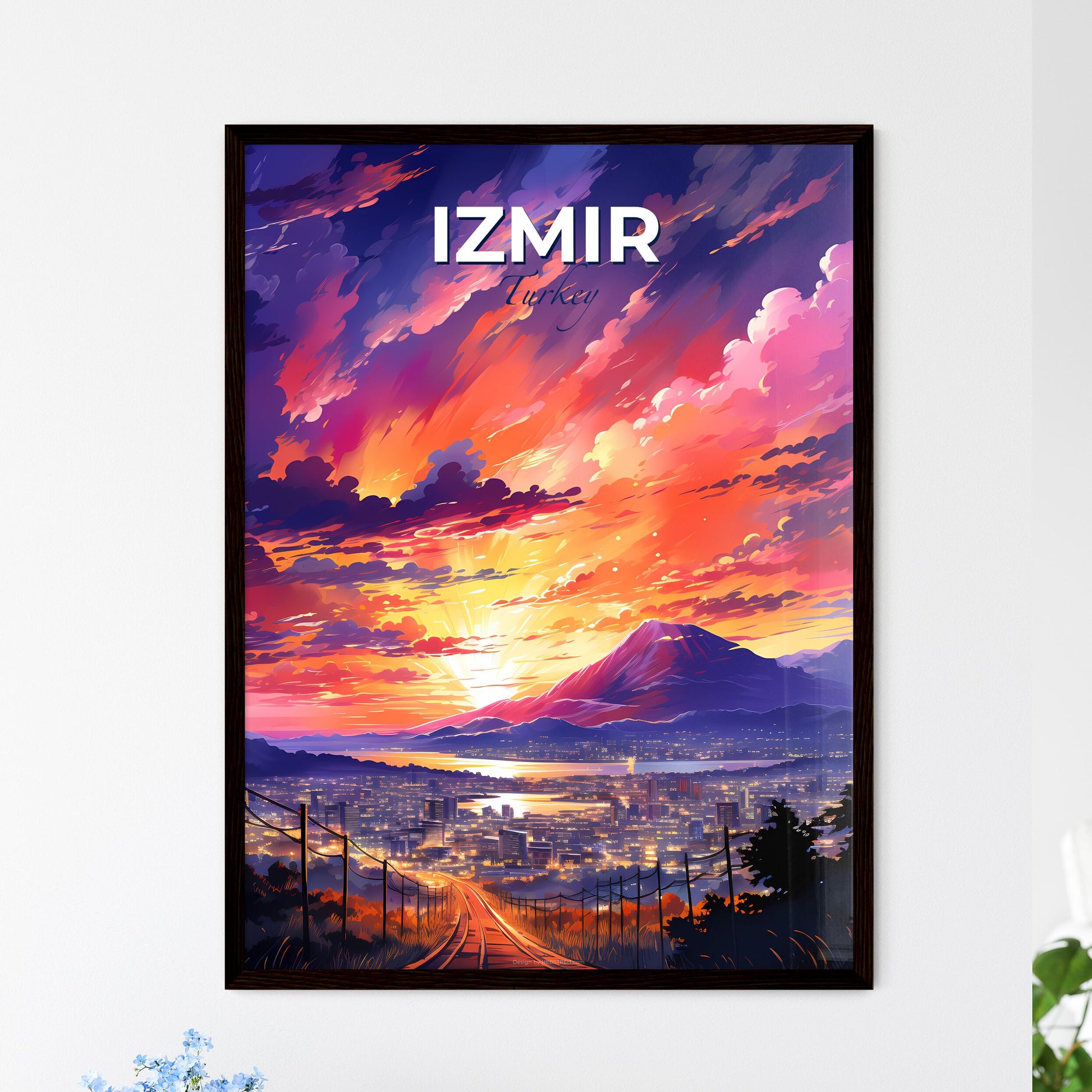 Izmir, Turkey, A Poster of a sunset over a city Default Title