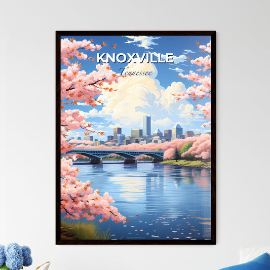 Knoxville, Tennessee, A Poster of a bridge over a river with pink flowers Default Title