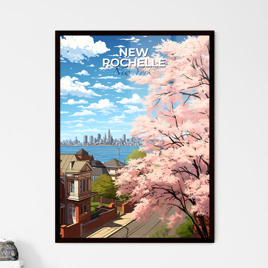 New Rochelle, New York, A Poster of a pink tree with pink flowers next to a city Default Title