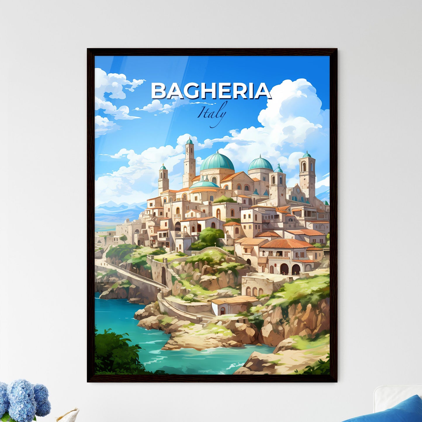 Bagheria, Italy, A Poster of a city on a hill Default Title
