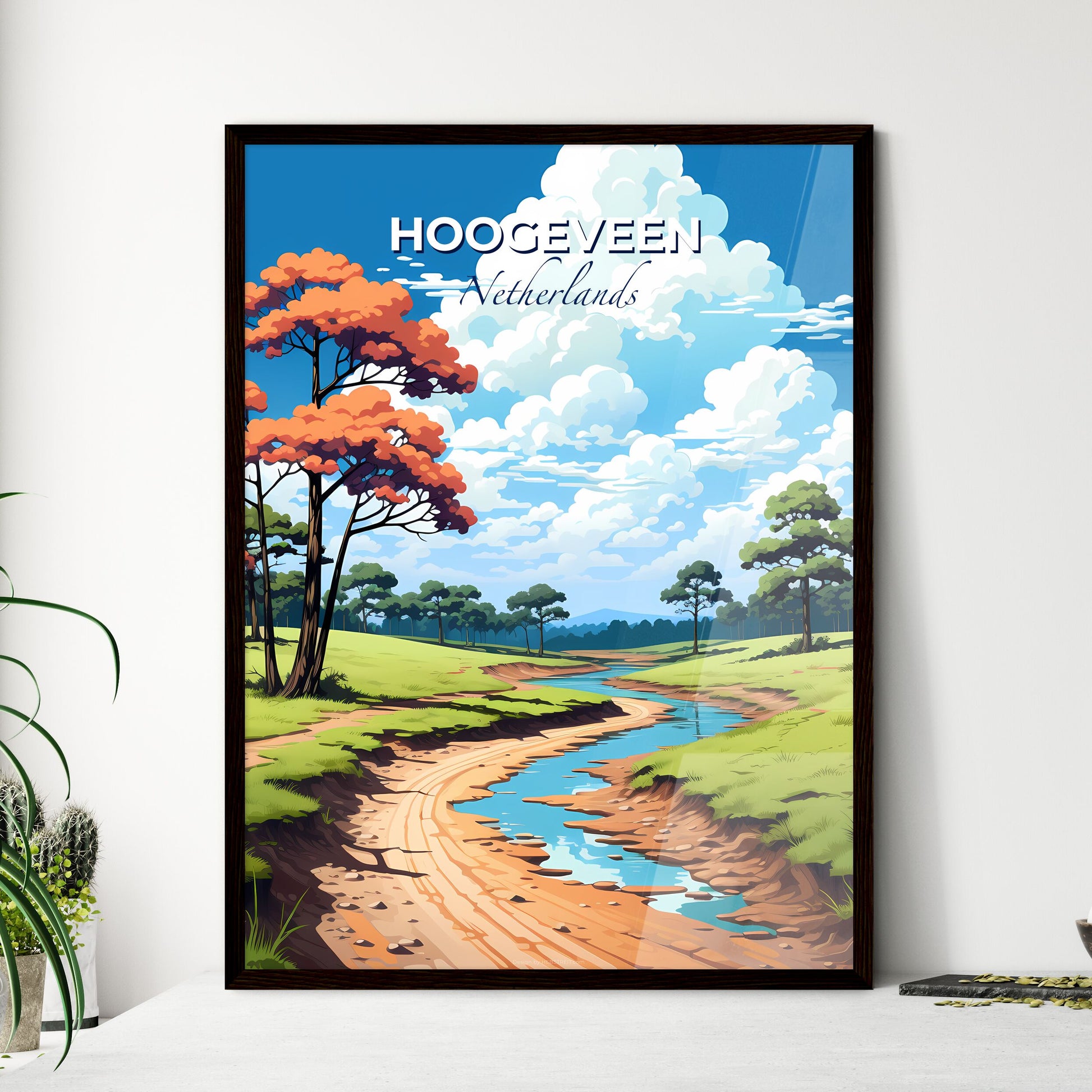 Hoogeveen, Netherlands, A Poster of a river running through a grassy field Default Title