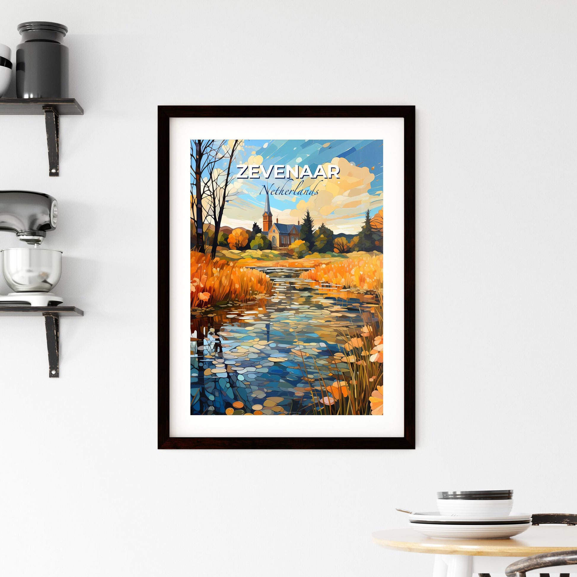 Zevenaar, Netherlands, A Poster of a painting of a church and a river Default Title