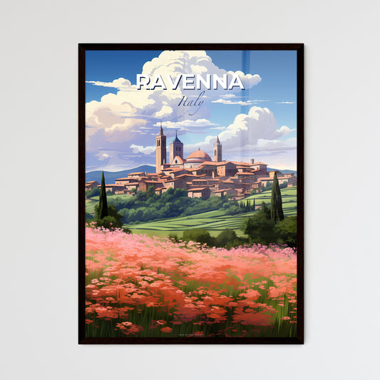 Ravenna, Italy, A Poster of a landscape with a town and flowers Default Title