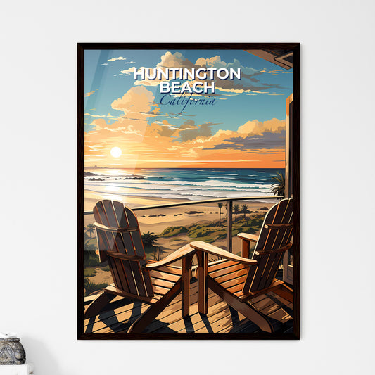Huntington Beach, California, A Poster of a deck with chairs overlooking the ocean Default Title