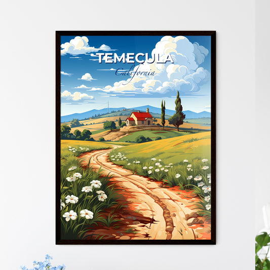 Temecula, California, A Poster of a dirt road through a field with flowers and a house Default Title
