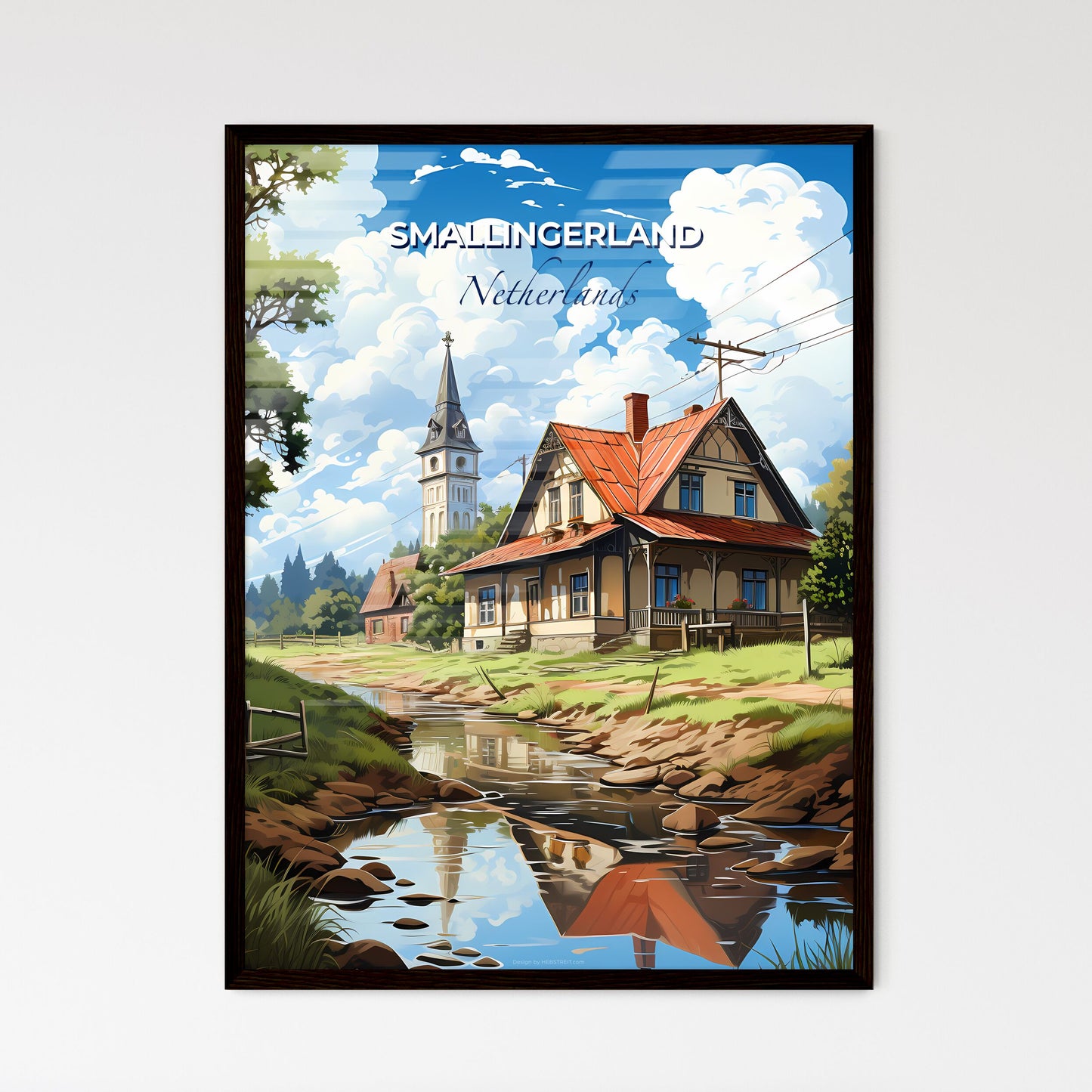 Smallingerland, Netherlands, A Poster of a house next to a river Default Title