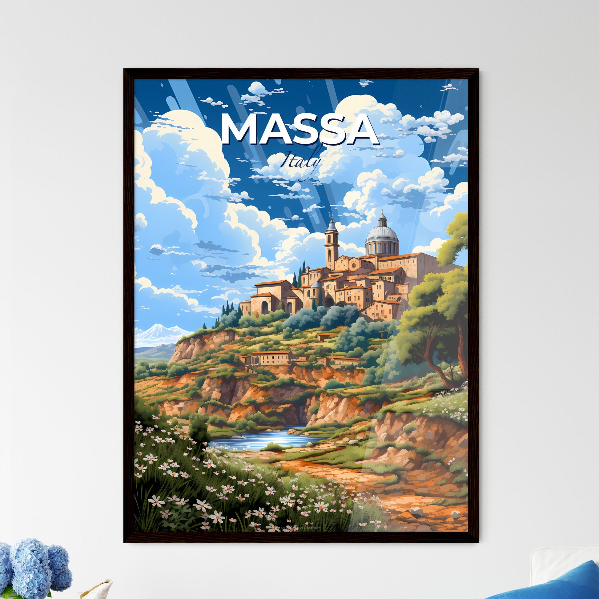 Massa, Italy, A Poster of a painting of a town on a hill Default Title