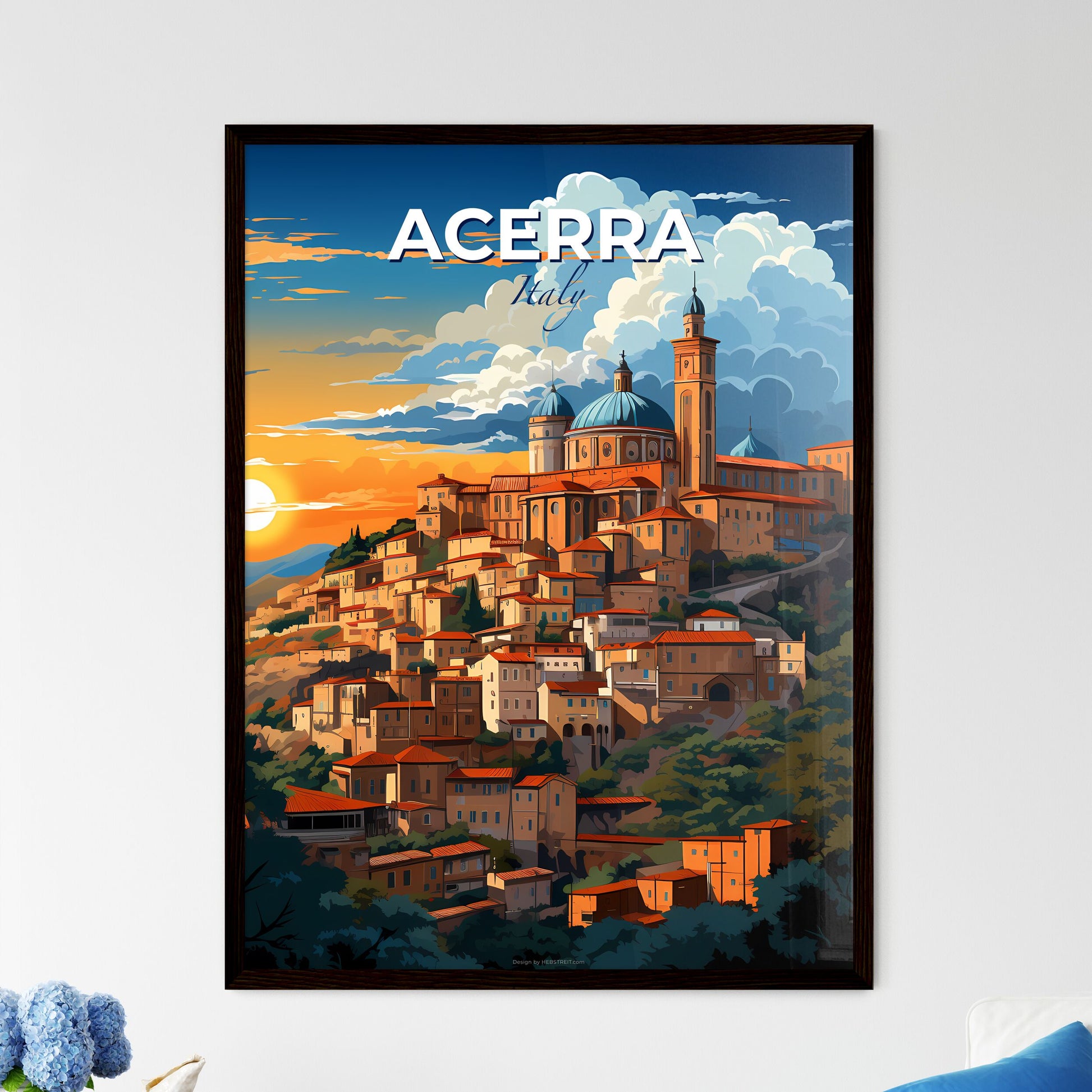 Acerra, Italy, A Poster of a painting of a city on a hill Default Title