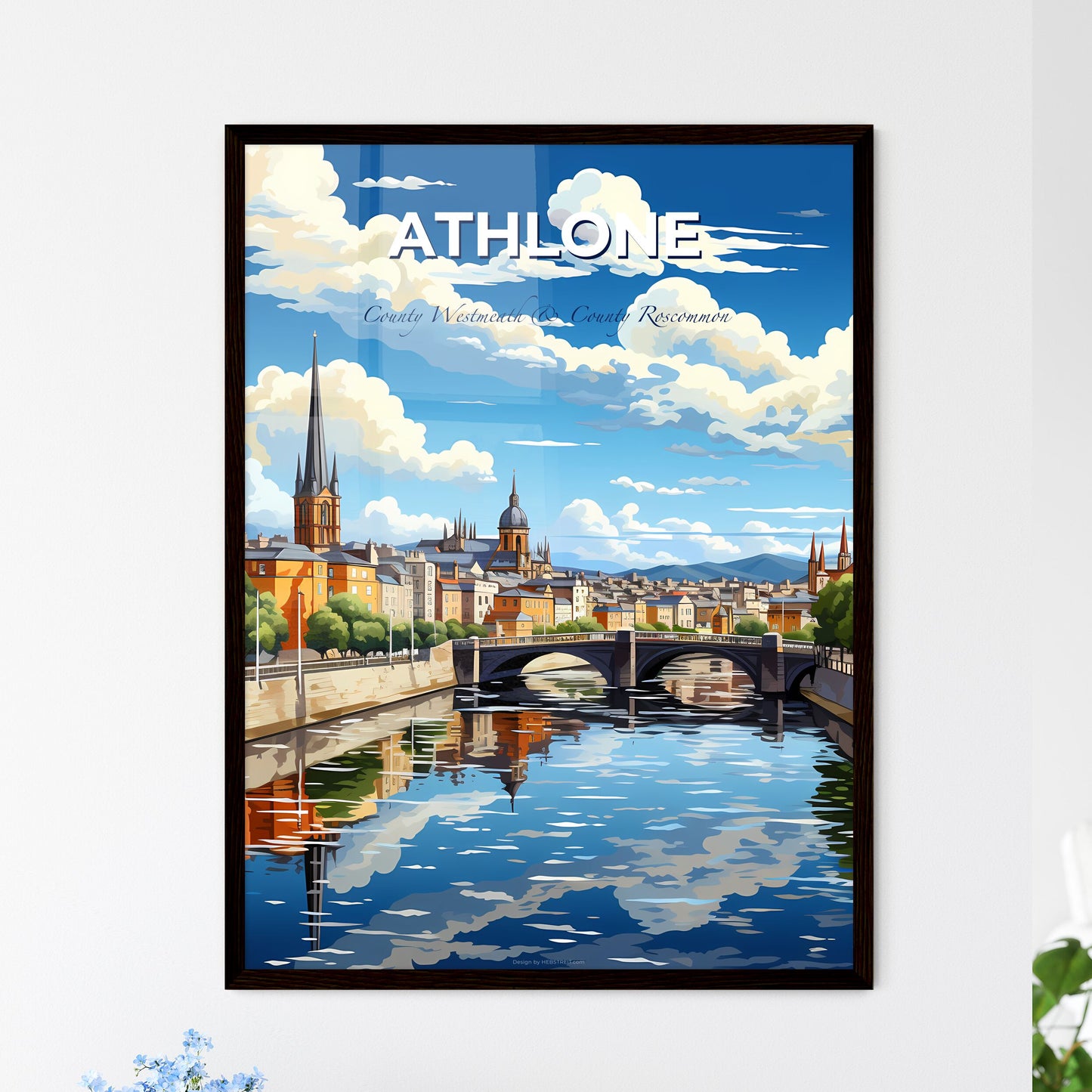 Athlone, County Westmeath & County Roscommon, A Poster of a river with a bridge over a city Default Title