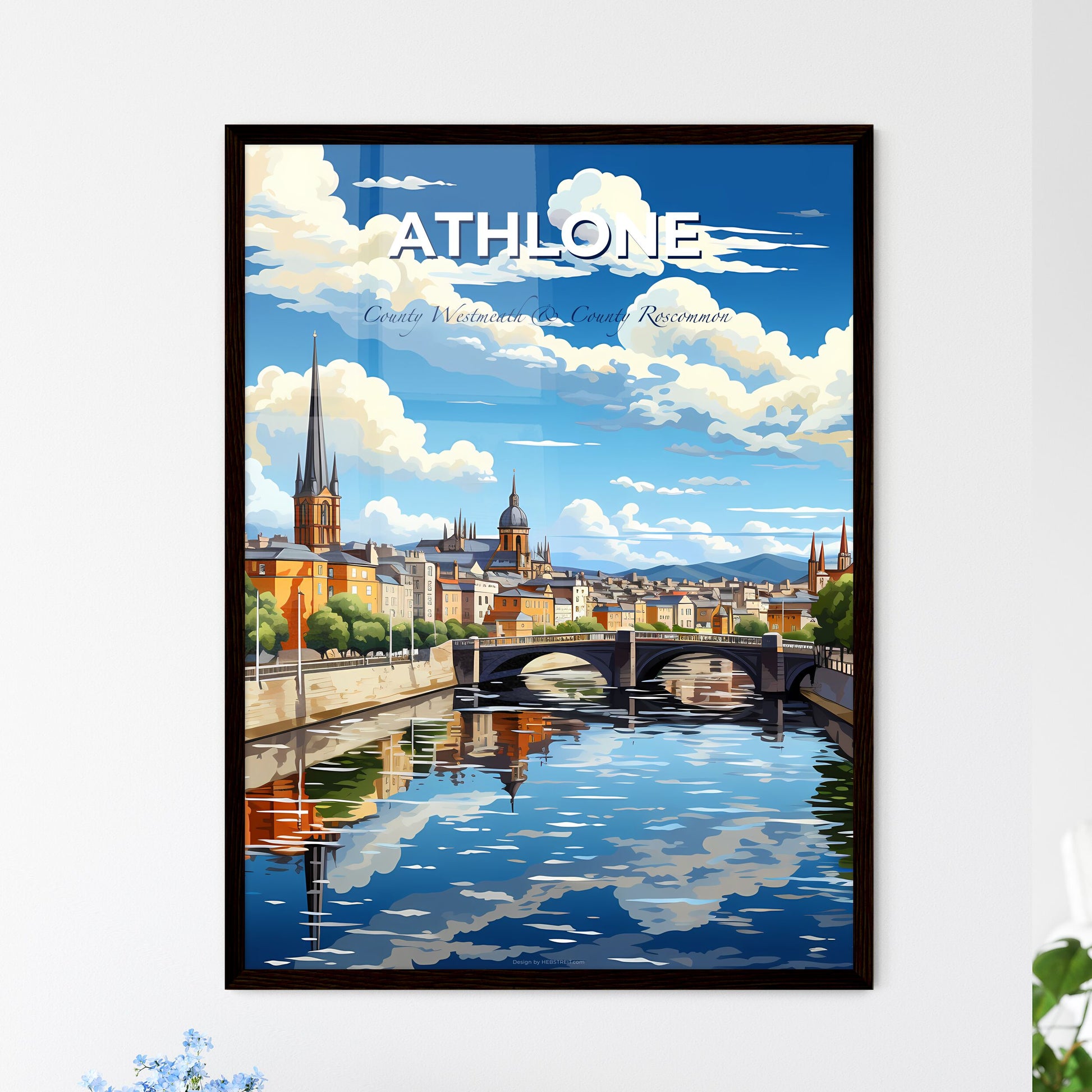 Athlone, County Westmeath & County Roscommon, A Poster of a river with a bridge over a city Default Title
