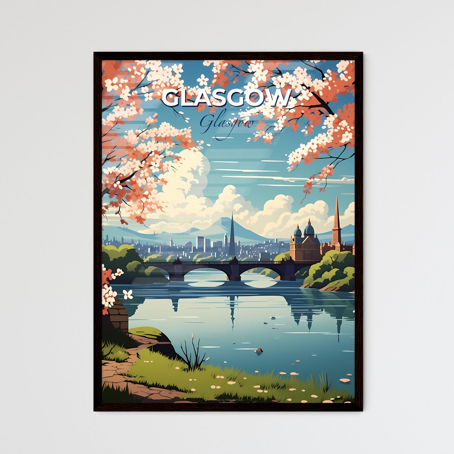 Glasgow, Glasgow, A Poster of a bridge over a river with a city in the background Default Title