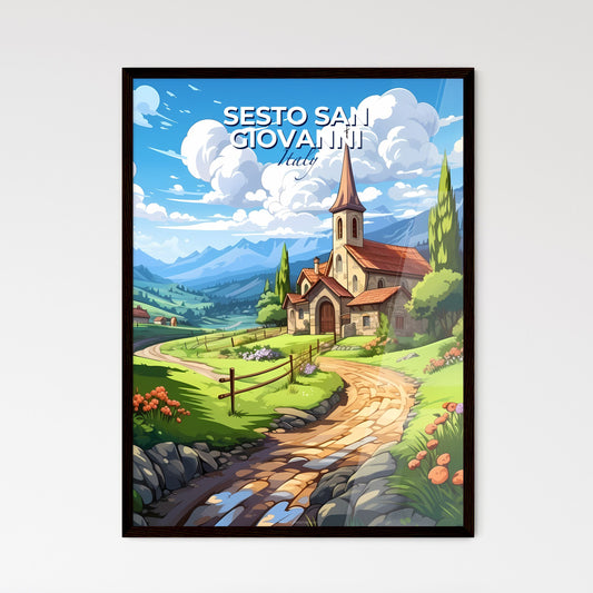 Sesto San Giovanni, Italy, A Poster of a cartoon of a church and a road Default Title