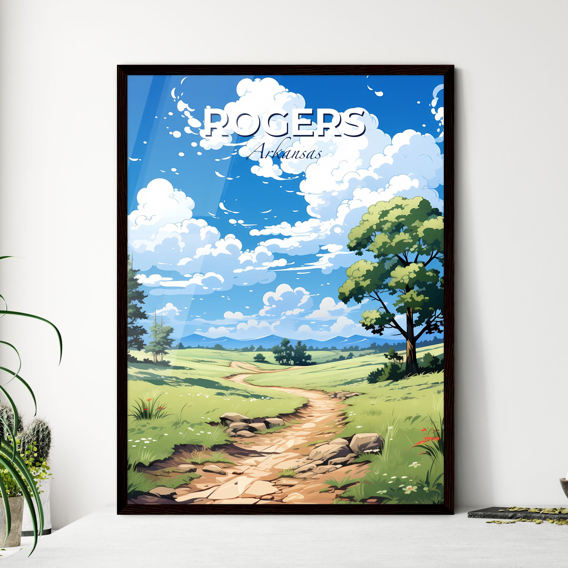 Rogers, Arkansas, A Poster of a dirt road through a grassy field Default Title