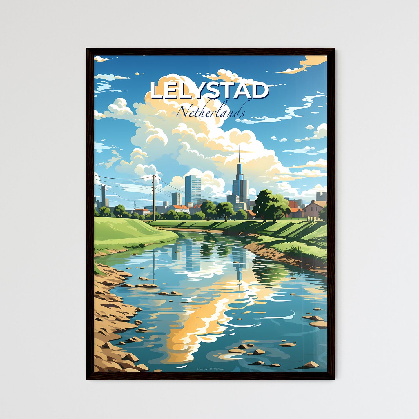 Lelystad, Netherlands, A Poster of a river running through a city Default Title