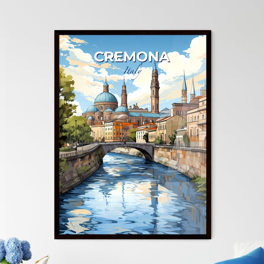 Cremona, Italy, A Poster of a river with a bridge and a building in the background Default Title