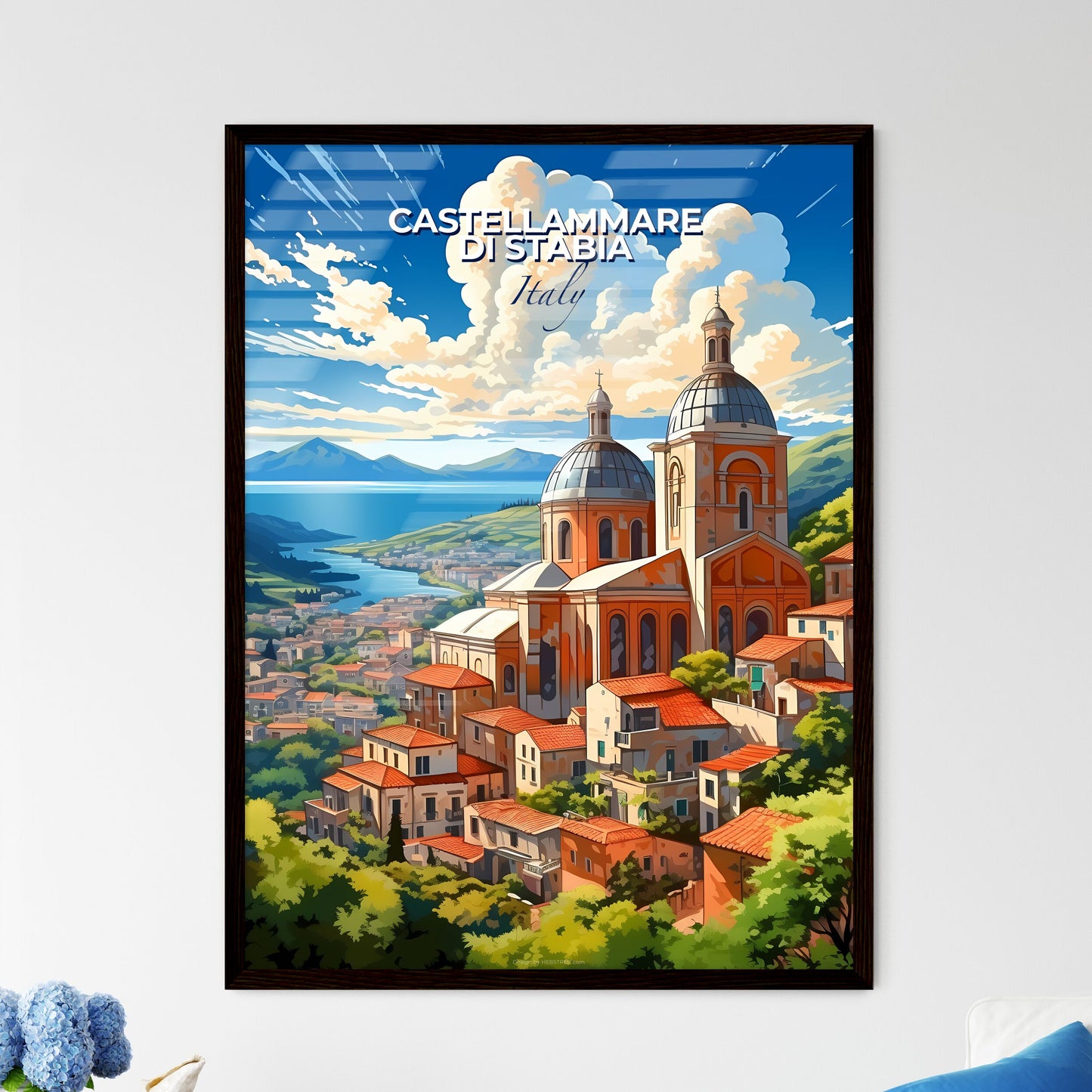 Castellammare Di Stabia, Italy, A Poster of a building with a river and mountains in the background Default Title