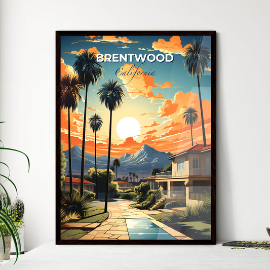 Brentwood, California, A Poster of a house with palm trees and mountains in the background Default Title