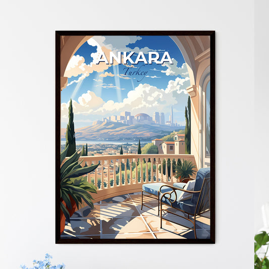 Ankara, Turkey, A Poster of a balcony with a view of a city and mountains Default Title