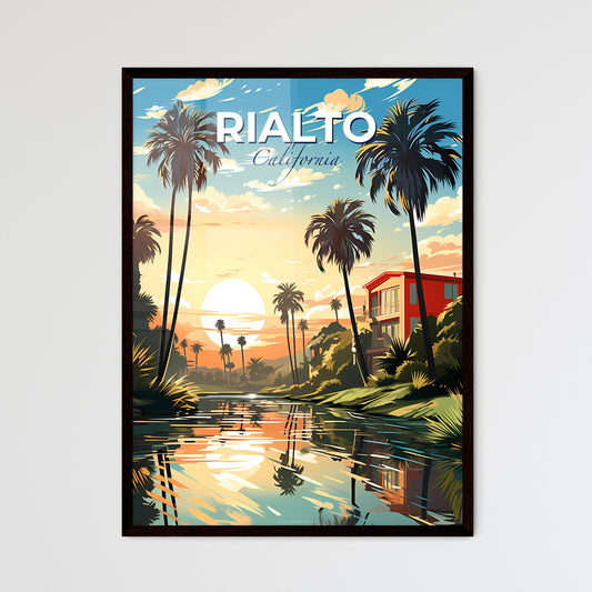 Rialto, California, A Poster of a river with palm trees and a house in the background Default Title
