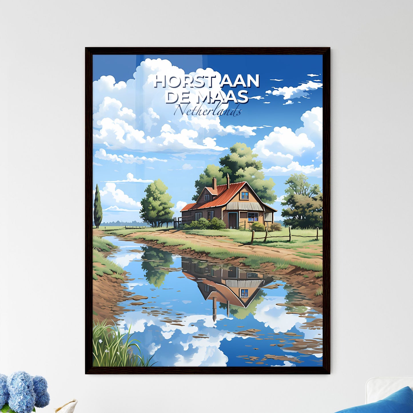 Horst Aan De Maas, Netherlands, A Poster of a house near a stream Default Title