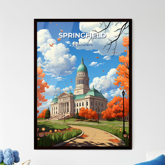 Springfield, Missouri, A Poster of a building with a green roof and a green dome with orange trees Default Title