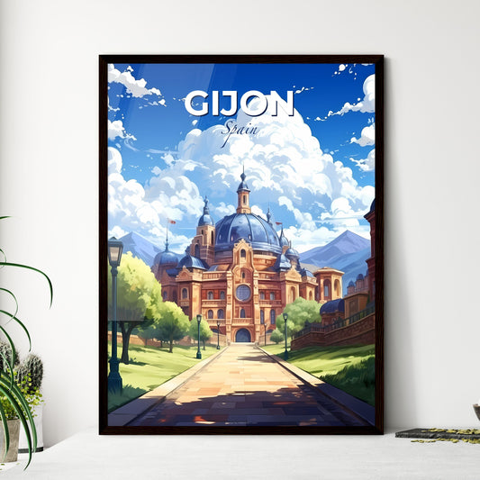 Gijon, Spain, A Poster of a building with a dome roof and trees and a path Default Title
