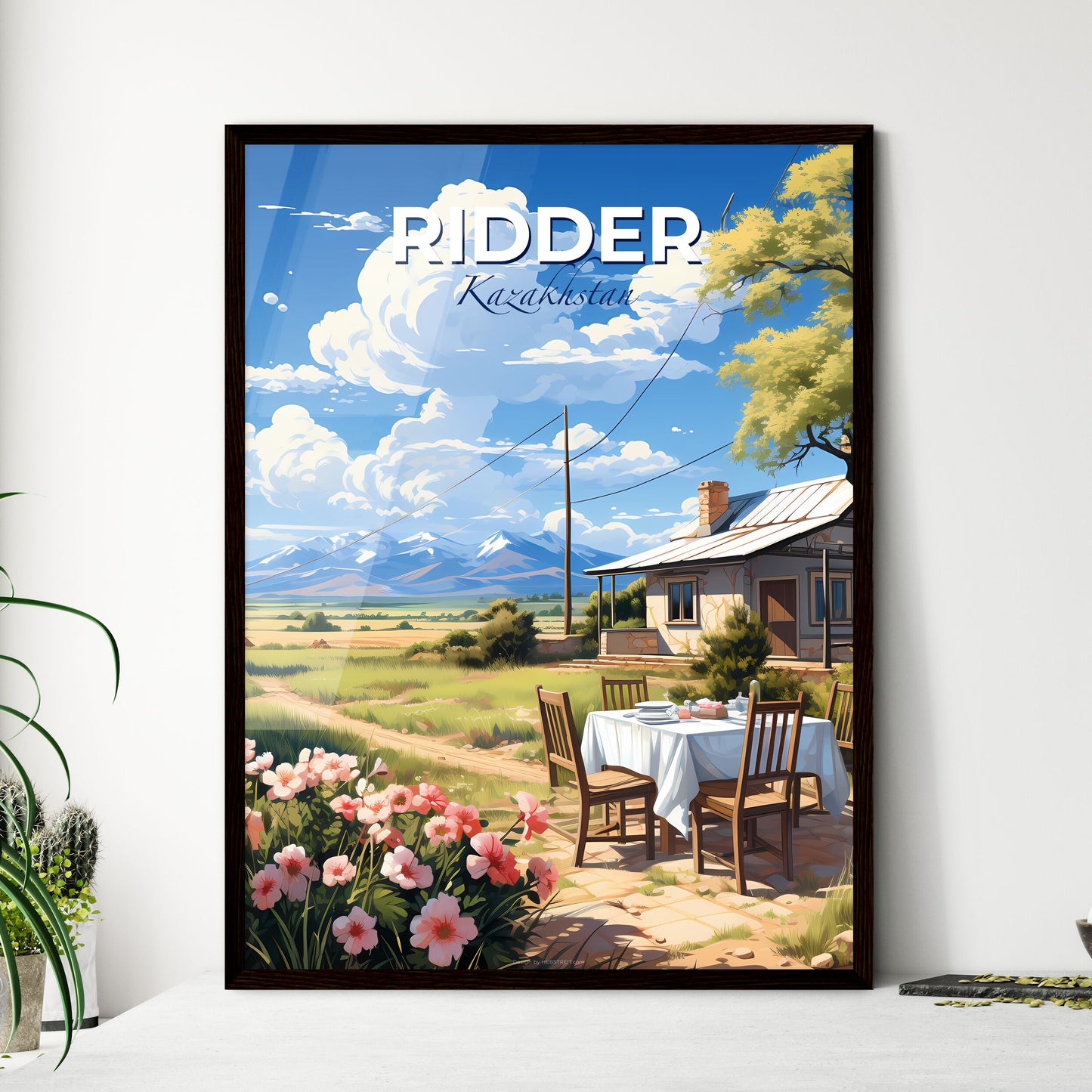 Ridder, Kazakhstan, A Poster of a table and chairs outside a house Default Title