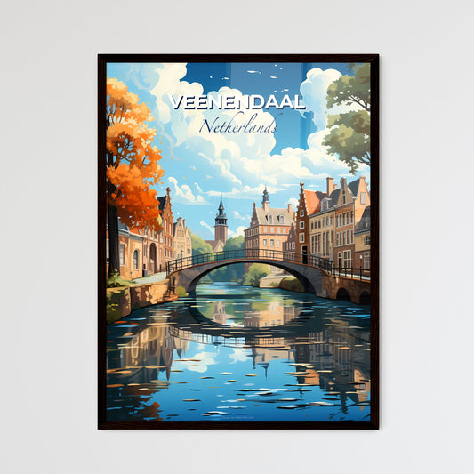 Veenendaal, Netherlands, A Poster of a bridge over a river with buildings and trees Default Title