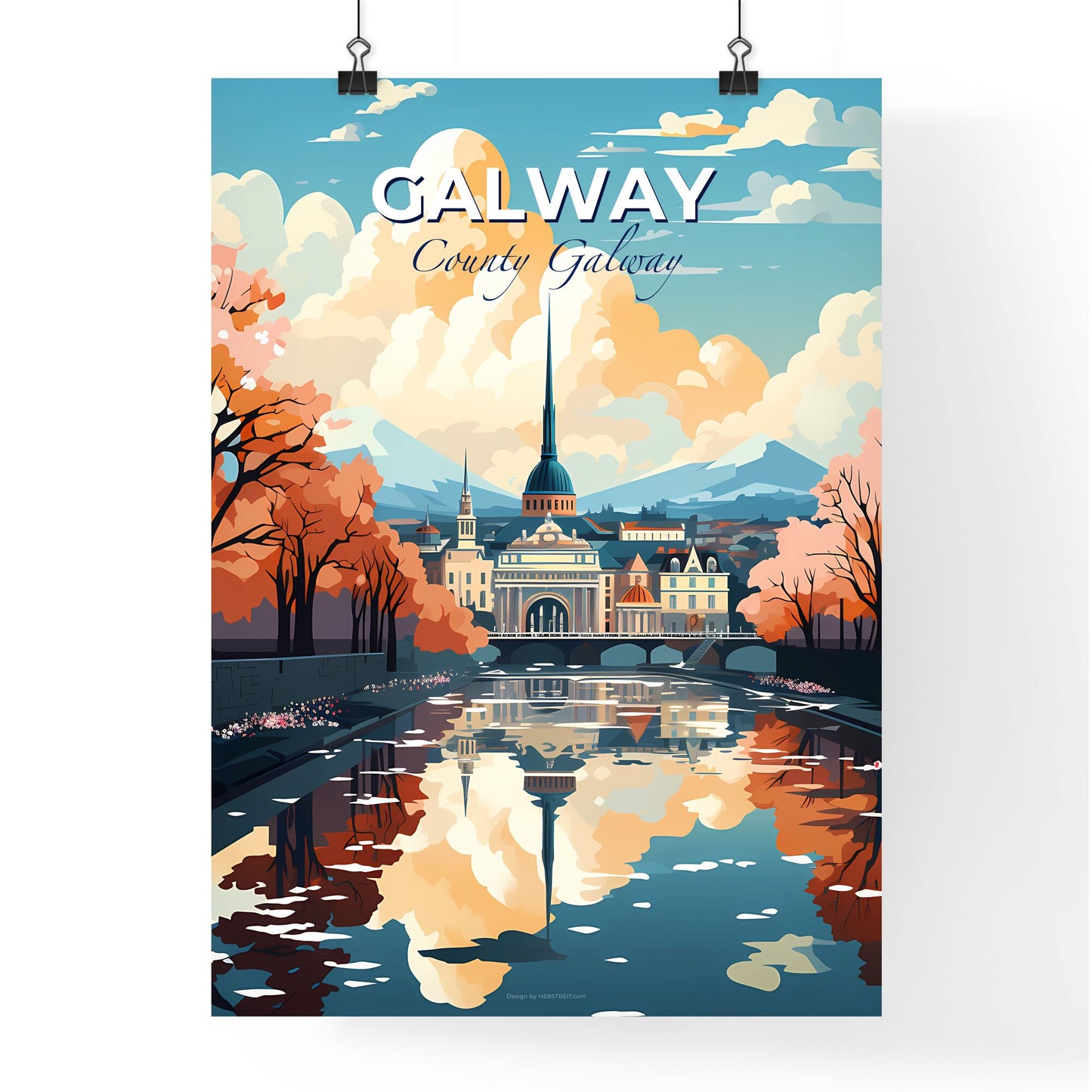 Galway, County Galway, A Poster of a water body with trees and a building in the background Default Title