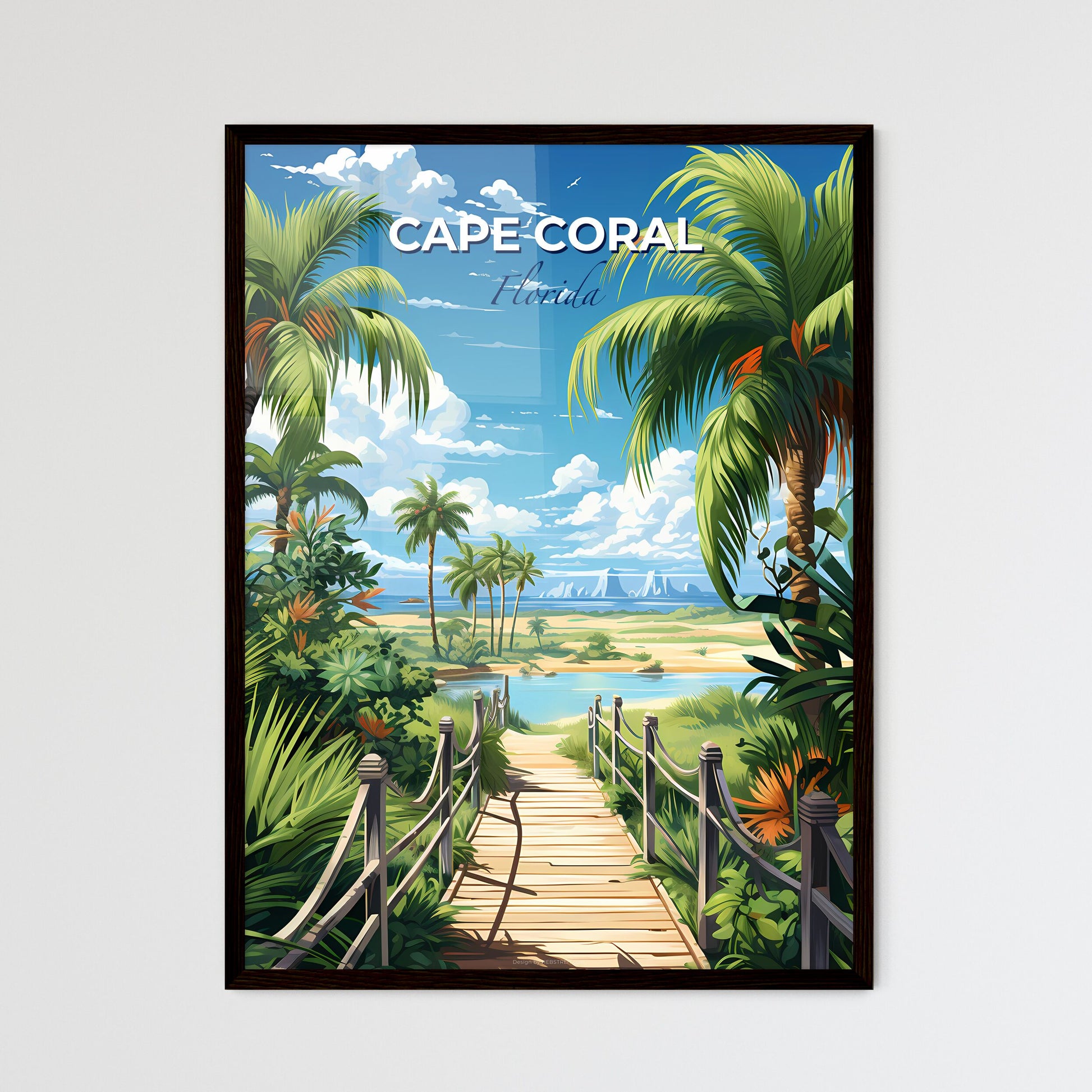 Cape Coral, Florida, A Poster of a wood bridge leading to a beach Default Title