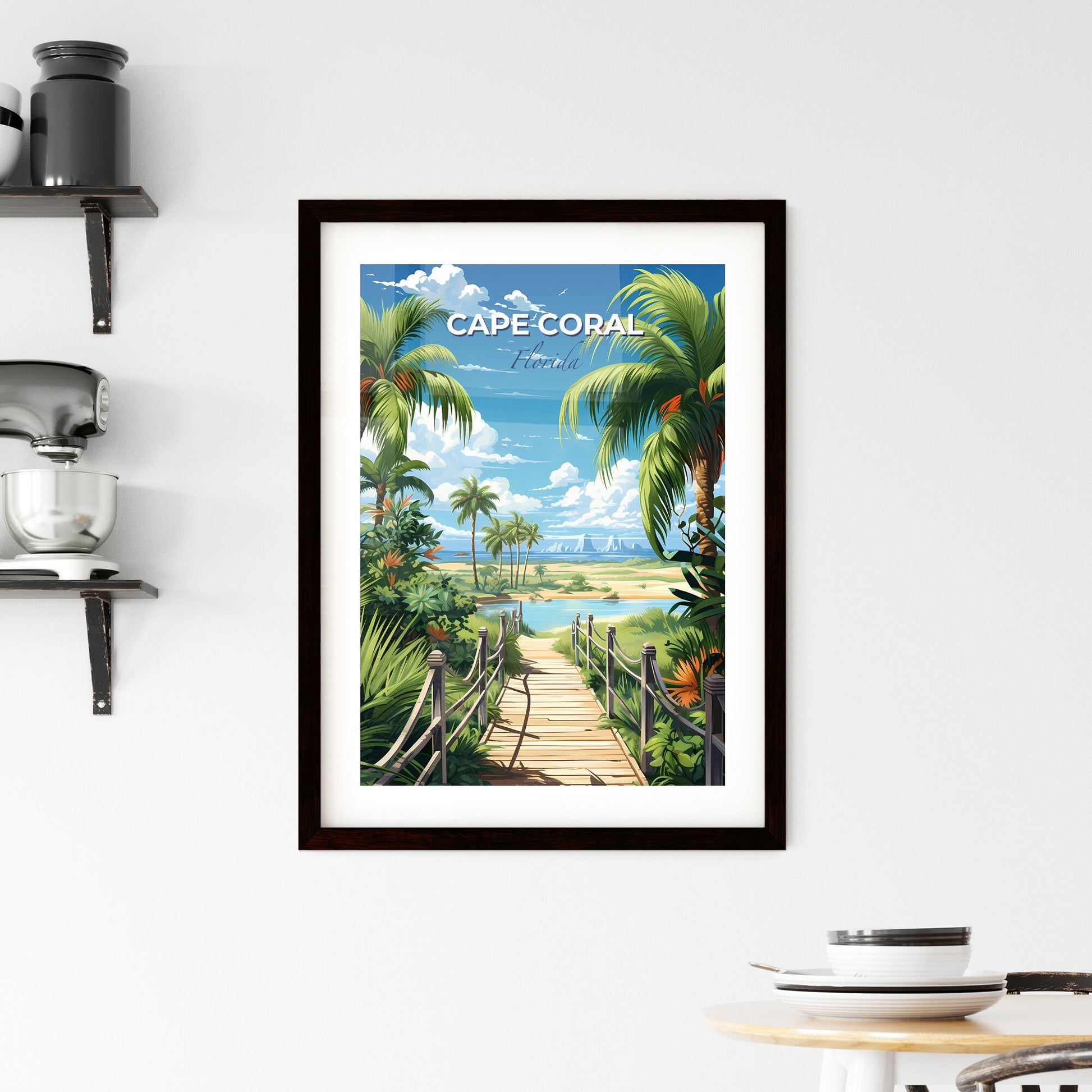 Cape Coral, Florida, A Poster of a wood bridge leading to a beach Default Title
