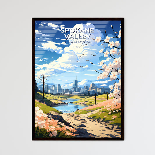 Spokane Valley, Washington, A Poster of a landscape with a river and a city in the background Default Title
