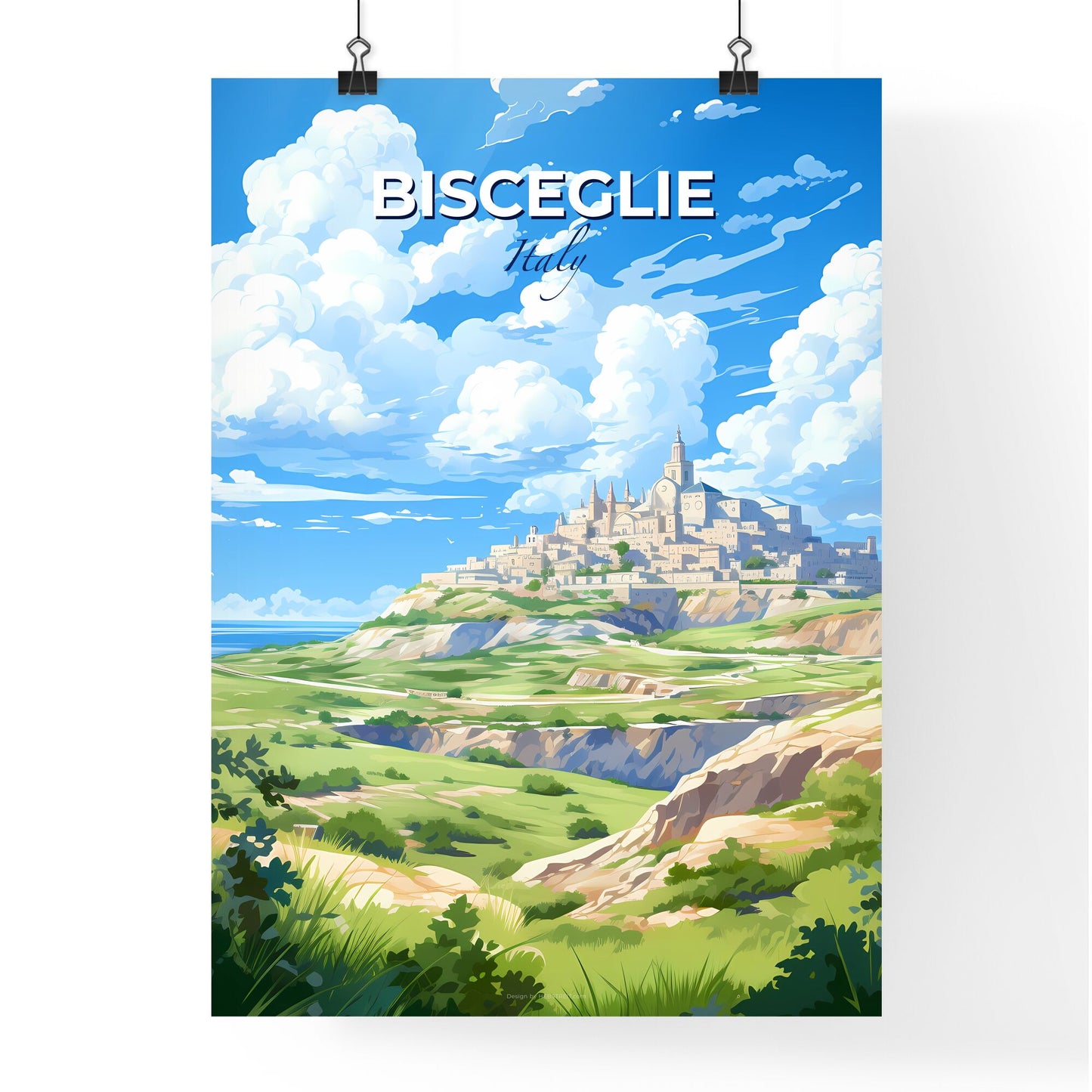 Bisceglie, Italy, A Poster of a landscape of a town on a hill Default Title
