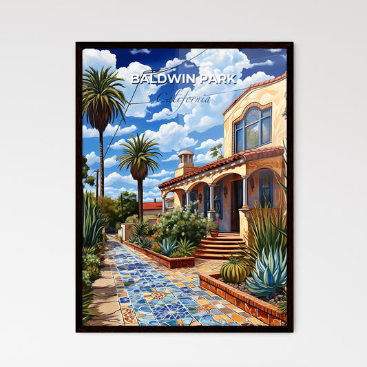 Baldwin Park, California, A Poster of a house with a garden and palm trees Default Title