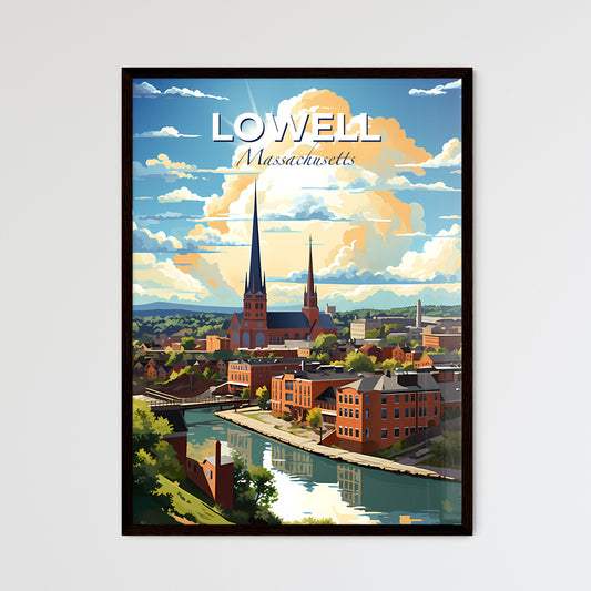 Lowell, Massachusetts, A Poster of a city with a river and trees Default Title