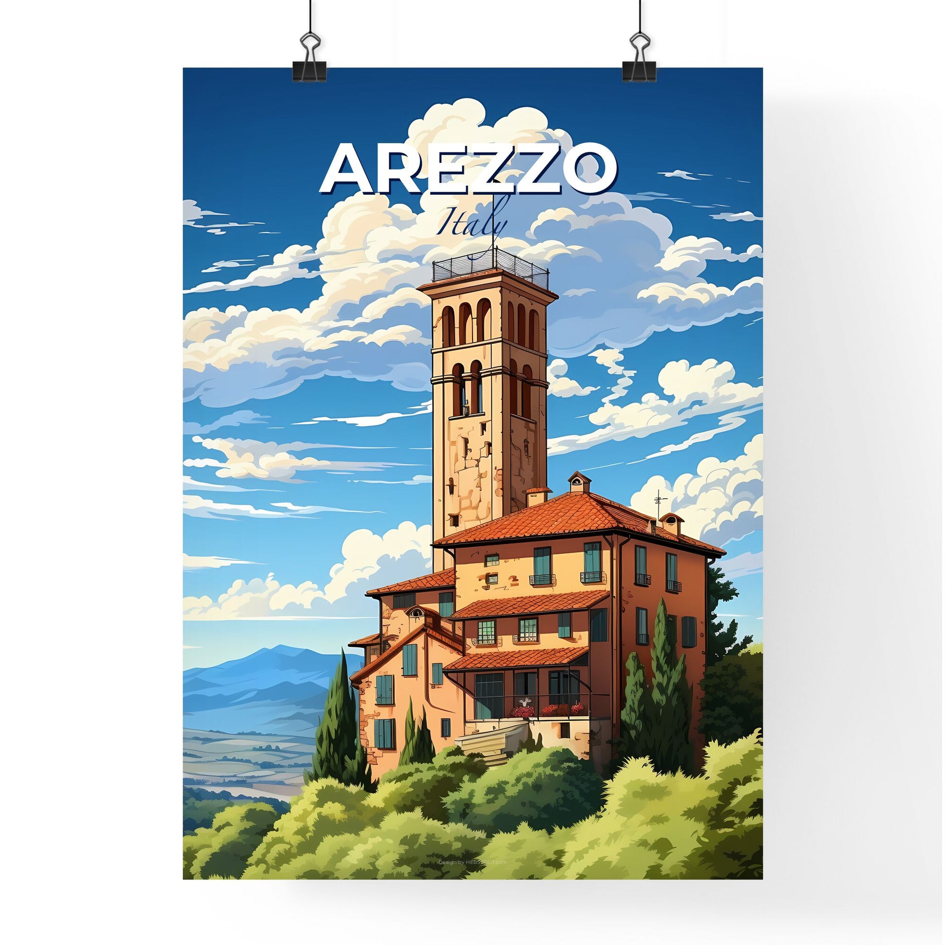 Arezzo, Italy, A Poster of a building with a tower Default Title