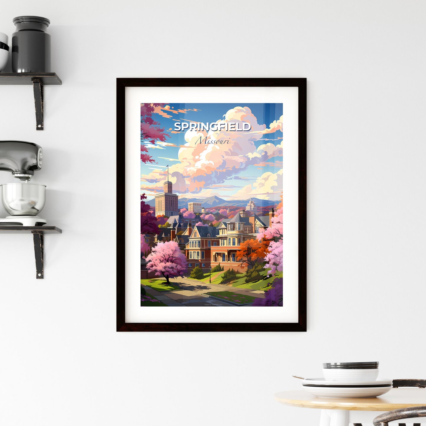 Springfield, Missouri, A Poster of a landscape of a town with trees and buildings Default Title