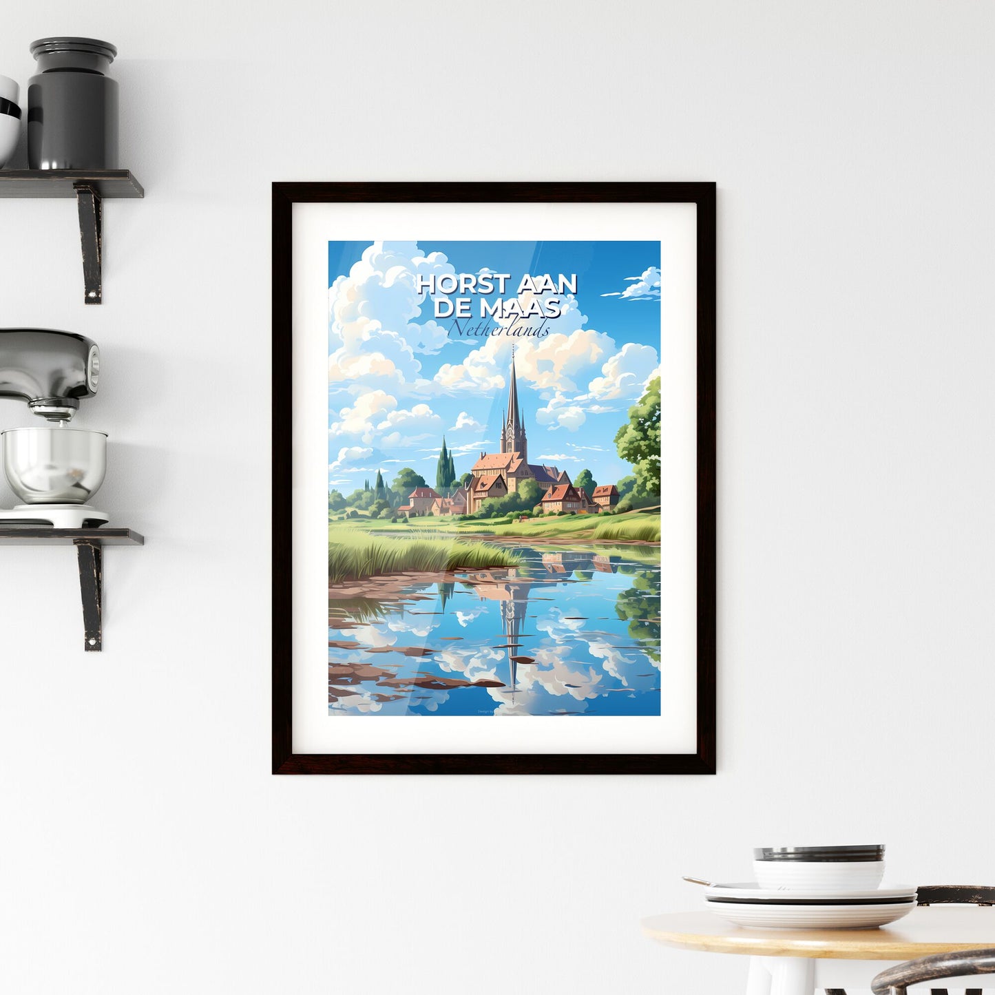 Horst Aan De Maas, Netherlands, A Poster of a water body with a building and trees Default Title