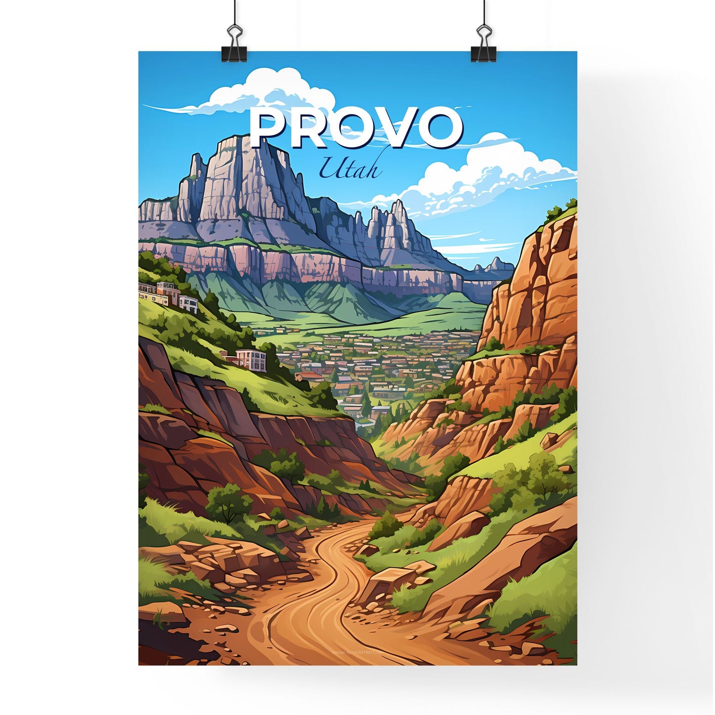 Provo, Utah, A Poster of a landscape of a valley with a road and mountains Default Title