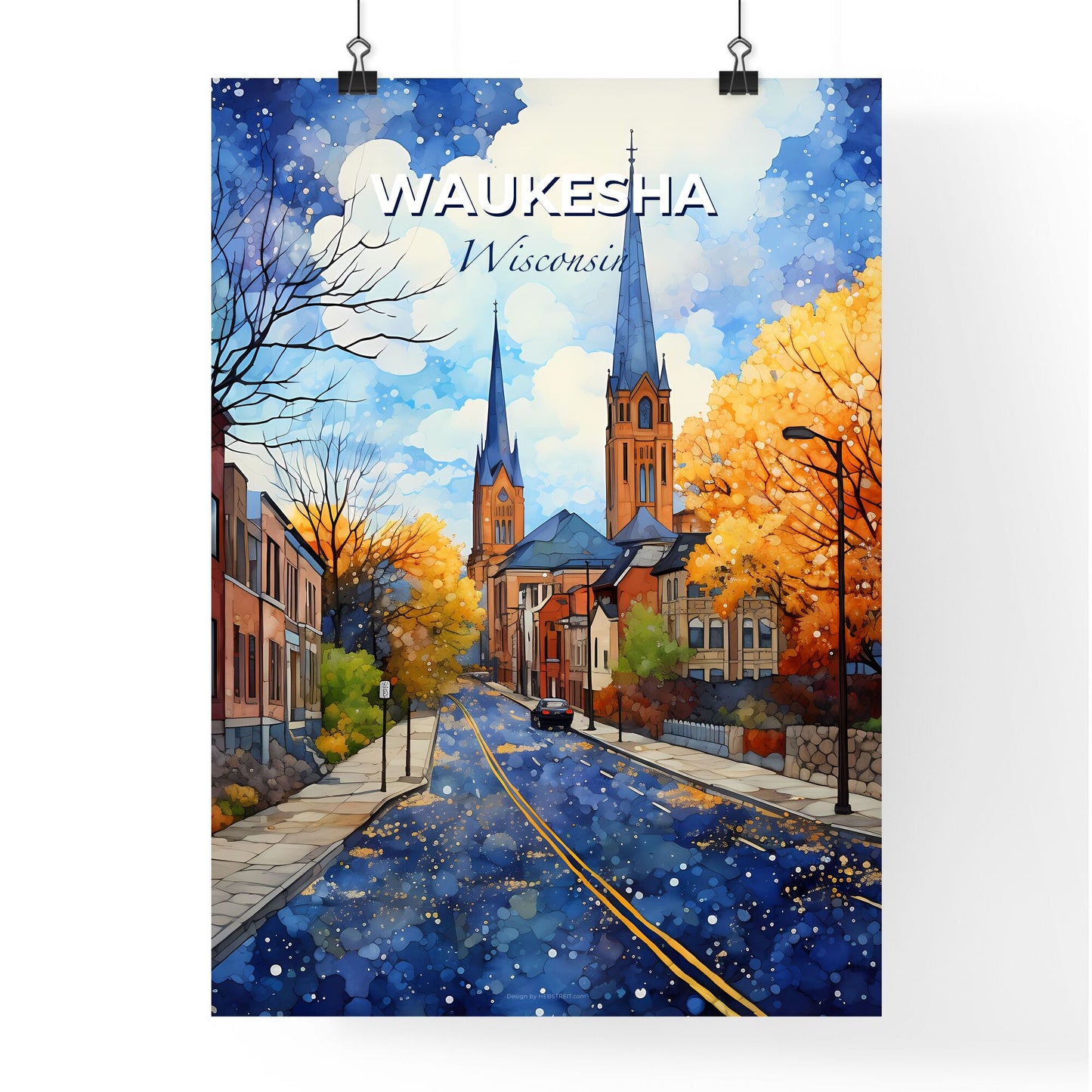 Waukesha, Wisconsin, A Poster of a street with a car on it Default Title