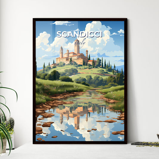 Scandicci, Italy, A Poster of a castle on a hill with a river Default Title
