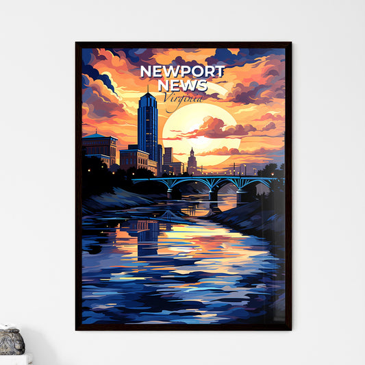 Newport News, Virginia, A Poster of a colorful sunset over a river with a bridge and a city Default Title