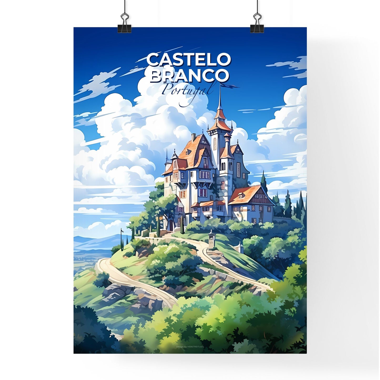 Castelo Branco, Portugal, A Poster of a castle on a hill Default Title